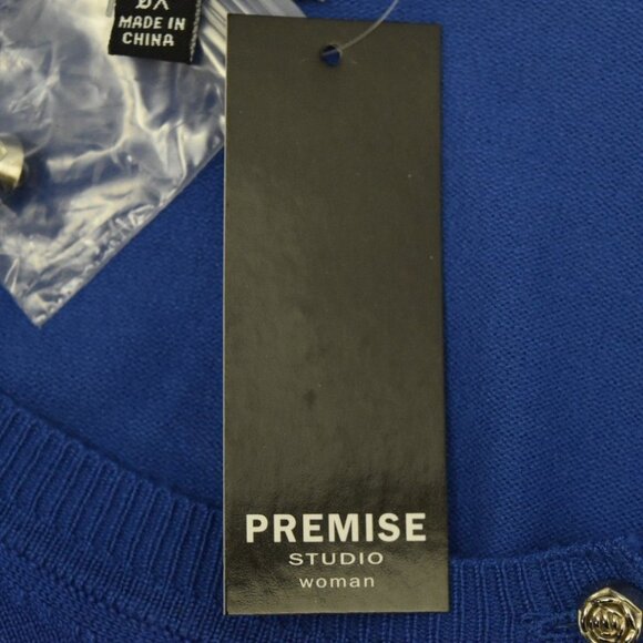 Premise Studio Cardigan Sweater Womens 0X Blue Rose Buttons 3/4 Sleeve - Picture 4 of 9